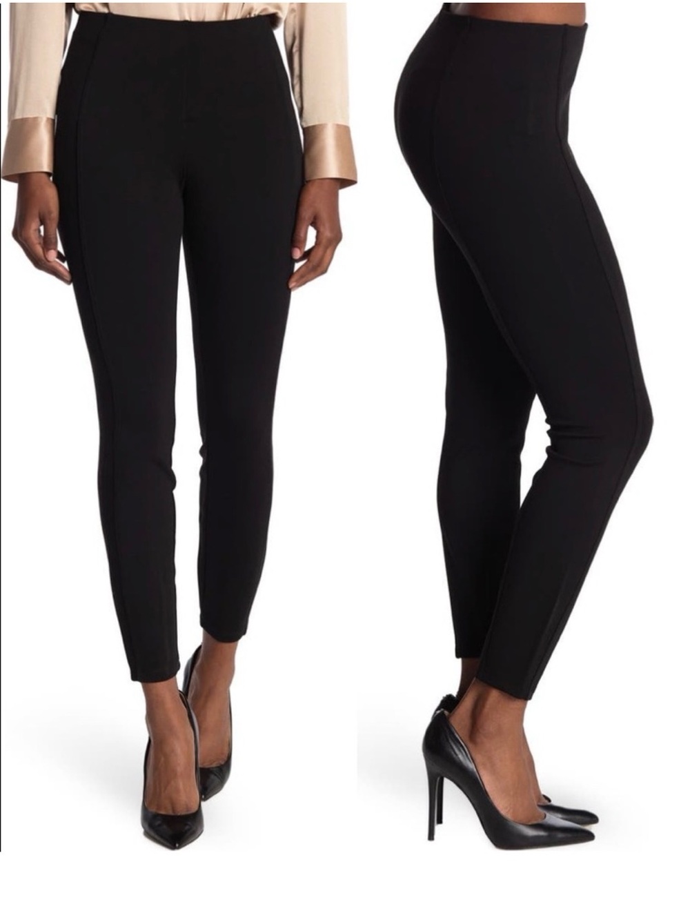 T Tahari Black High-Rise Performance Leggings